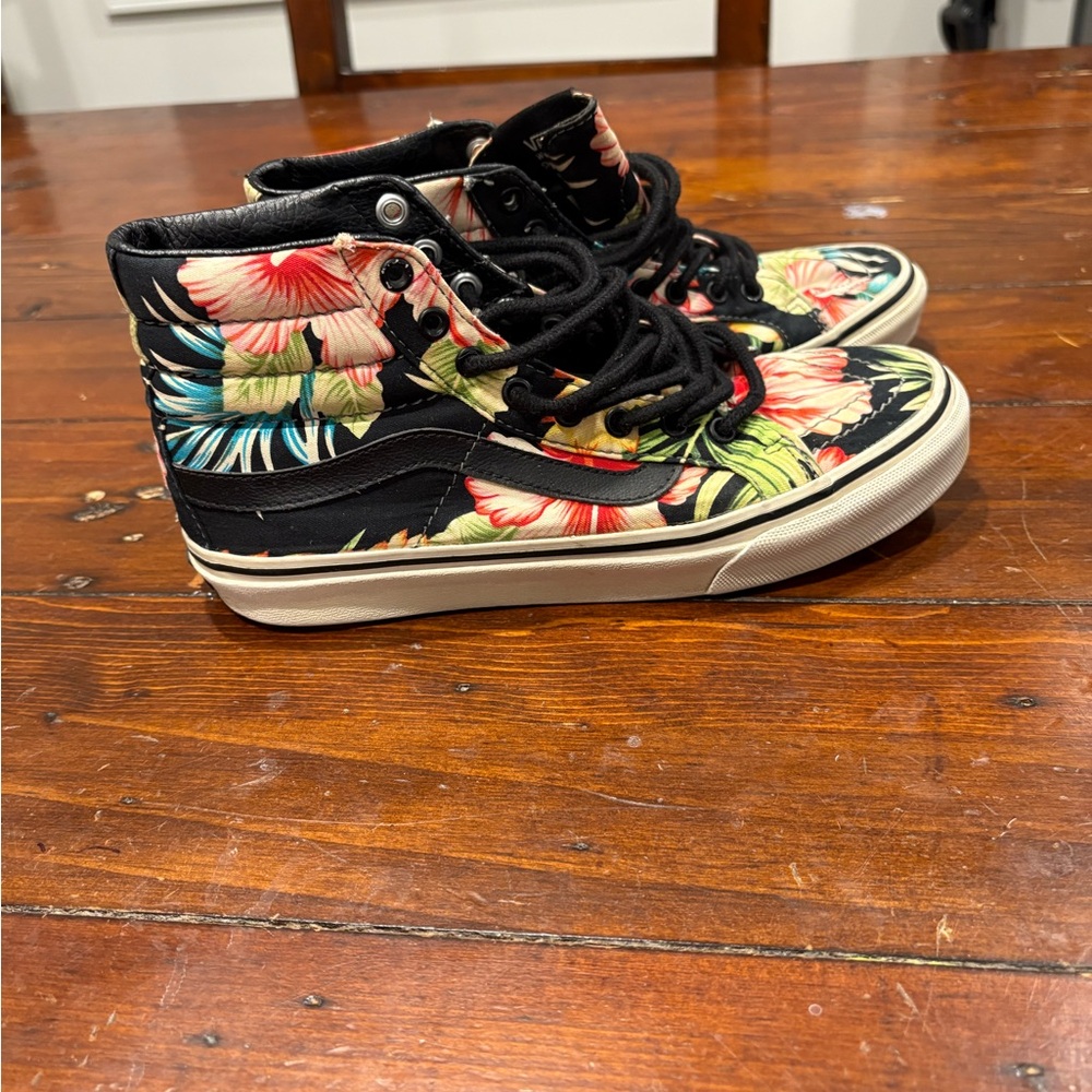 Vans Black and Red High-Top Sneakers